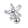 Orecchino a fiore in acciaio con zirconi marquise e chiusura a sfera con vite - Stile Fiore (JE0224A)