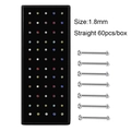 Lot de 60 piercings de nez droits en acier inoxydable avec cristaux colorés de 1,8 mm - Style Droit 1.8mm (60 Pièces) / Blanc