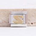 Italienischer Modearmband-Anhänger mit goldenem Buchstaben S auf Edelstahl-Basis - Buchstabe S(MK-1020)