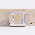 Italienisches Charm-Link Armbandmodul mit goldenem Buchstaben T aus Edelstahl - Buchstabe T(MK-1021)