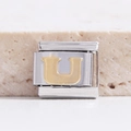 9mm Italienisches Charm-Glied aus Edelstahl in Silber mit goldfarbenem Buchstaben U Dekor - Buchstabe U(MK-1022)