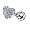 Dettaglio dell'orecchino a cuore con zirconi e chiusura a vite a sfera in metallo - Cuore Pieno di Strass (JE0228A)