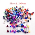 Colorful acrylic ball barbell ear studs and tongue rings in 1.2x6mm stainless steel size - Cartilage Stud (Set of 10) / 1.2x6mm