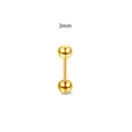 Orecchino a perno barbell con sfera dorata da 3mm in acciaio inossidabile lucido - Numero 3 / Oro