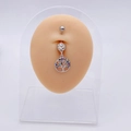Silver stainless steel navel ring featuring a Tree of Life pendant with multicolor crystals - Multicolor Tree Of Life Style (JE0070B)