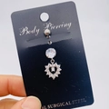 316L surgical steel belly button ring with heart-shaped zircon pendant in silver finish - Heart Pendant Style (JE0430A)