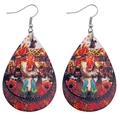 Boucles d'oreilles goutte en simili cuir avec motif drapeau américain et crochets - Style Imprimé Abstrait Artistique (E)
