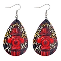Boucles d'oreilles en cuir goutte d'eau avec motif borne-fontaine sur imprimé léopard - Style Hydrante Léopard (C)