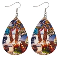 Boucles d'oreilles goutte en similicuir avec imprimé vintage Route 66 et aigle - Style Western Route 66 (D)