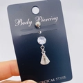 Surgical steel belly button ring with butterfly zircon and virgin mary pendant - Religious Virgin Mary Style (JE0430B)