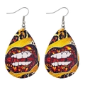 Boucles d'oreilles goutte en similicuir avec imprimé léopard et motif graffiti de lèvres - Style Lèvres Graffiti Léopard (F)