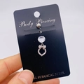 316L surgical steel belly button ring featuring butterfly bow and sparkling cubic zirconia - Bowknot Pendant Style (JE0430D)