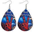 Boucles d'oreilles goutte en similicuir avec imprimé Bad Moms Club et étoiles - Style Geste V Léopard Étoilé (I)