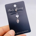 Piercing de nombril en acier chirurgical 316L avec pendentif feuille et zircon brillant - Style Feuille Pavé (JE0430F)
