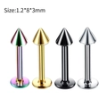 Set van vier labret piercings met spikes in zilver, zwart, goud en regenboogkleuren - Spike Labret Stud (JE0086)