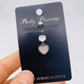Piercing de nombril en acier chirurgical avec pendentif cœur et zircone brillant - Style Goutte Cœur Pavé (JE0430K)