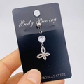 Piercing de nombril en acier chirurgical avec pendentif papillon et zircons cubiques - Style Papillon Zirconia Complet (JE0430Q)