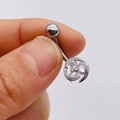Silver stainless steel belly button ring with three clear AAA zircon stones butterfly style - Silver Vortex Triple Zirconia (JE0428R)