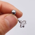 Silver belly button ring featuring a zircon crown pendant with clear sparkling stones - Silver Small Crown (JE0428S)