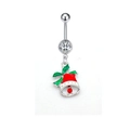 Navelpiercing van chirurgisch staal met rode kerstbel hanger en groen strikje detail - Zilveren Kerstbel Stijl