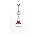 Kerstboom navelpiercing van chirurgisch staal met glanzende zirkonia decoratie - Zilveren Emaille Kerstboom Stijl