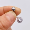 Silver stainless steel butterfly belly ring with AAA zircon and micro-pave detailing - Silver Pave Sphere (JE0428V)