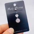 Piercing nombril en acier chirurgical 316L avec tournesol argenté en zircone - Style Zircon Tournesol (JE0430X)