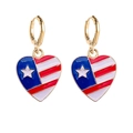 Detailed view of heart-shaped earrings featuring American flag stars and stripes pattern - Red White Blue Heart (JE0768A)