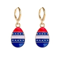 Detailed view of patriotic star earrings with red, white, and blue enamel on gold-tone alloy - Red White Blue Striped Egg (JE0768E)