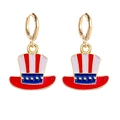 Golden American Flag Independence Day Uncle Sam hat earrings with red and blue enamel detail - Red White Blue Top Hat (JE0768G)