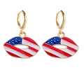 Independence Day American flag lips dangle earrings with gold stars and red stripes - Red White Blue Lips (JE0768H)