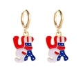 Detail of USA letter earrings with red white and blue enamel and patriotic star design - Red White Blue USA Letters (JE0768K)