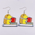 Süße Holzohrringe mit Igel-Motiv beim Lesen, kreatives Geschenk für Schüler - Igel beim Lesen Stil (JE0794A)