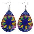 Three-layer leather earrings with sunflower and leopard print for bohemian carnival fashion - Sunflower Leopard Style (JE0711A)