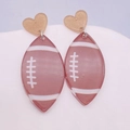 Glittering heart and American football acrylic drop earrings for women sporty style - Rugby Style (JE0807C)