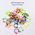 Anneaux fer à cheval multicolores à pois blancs de 1,2x8x3mm pour piercings corporels variés - Anneau Fer à Cheval à Boule (JE0219C) / Lot de 10 / Multicolore