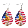 Boucles d'oreilles en similicuir en forme de larme avec drapeau US et motif de croix - Style Drapeau Tournesol Croix (JE0806B)