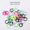 Lot d'anneaux captifs en acier inoxydable avec taches de peinture colorées, 1,2x8x3mm - Anneau à Boule Captive (JE0406C) / Lot de 10 / Multicolore