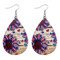 Boucles d'oreilles goutte en similicuir avec motif tournesol drapeau US et cœurs - Style Drapeau Tournesol (JE0806F)