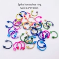 Anneaux fer à cheval à pointes colorés avec motifs marbrés et étoilés, 1.2*8*3mm lot - Anneau Fer à Cheval à Pointe (JE0407A) / Lot de 10 / Multicolore