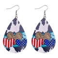 Tropfenförmige Lederohrringe mit Kuhmuster, USA-Flagge und Leoparden-Herzmotiv - Kuh Leopard Herz Stil (JE0806H)