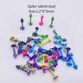 Studs de labret à pointe marbrée colorée de 1,2*8*3mm en acrylique pour les piercings - Clou de Lèvre à Pointe (JE0408A) / Lot de 10 / Multicolore