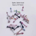 Studs de lèvre pointus en acier inoxydable avec peinture mouchetée multicolore - Clou de Lèvre à Pointe (JE0408B) / Lot de 10 / Multicolore