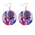 Independence Day LOVE Lederohrringe rund mit US-Flaggenmuster und Sternenstreifen - Flagge Herz LOVE Stil (JE0806K)