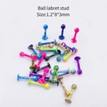 Studs labret à bille colorés aux motifs marbrés, taille 1.2x8x3mm en acier inoxydable - Clou de Lèvre à Boule (JE0409A) / Lot de 10 / Multicolore