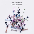 Lot de piercings labret à billes avec motifs mouchetés colorés en acier inoxydable 1,2x8x3mm - Clou de Lèvre à Boule (JE0409B) / Lot de 10 / Multicolore