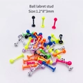 Piercings de lèvre colorés avec motifs éclaboussures et unis en taille 1.2*8*3mm - Clou de Lèvre à Boule (JE0409C) / Lot de 10 / Multicolore