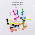 Lot de piercings labret à boule 1.2x8x3mm en acier inoxydable laqué de couleurs vives - Clou de Lèvre à Boule (JE0409D) / Lot de 10 / Multicolore