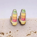 Kreative Retro-Thermoskannen-Ohrstecker aus Holz für Lehrer im bunten Vintage-Stil - Retro-Wasserkocher-Stil (JE0818A)