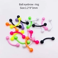 Lot de 10 piercings d'arcade courbés en acier inoxydable coloré avec finitions variées - Anneau de Sourcil à Boule Incurvé (JE0410D) / Lot de 10 / Multicolore